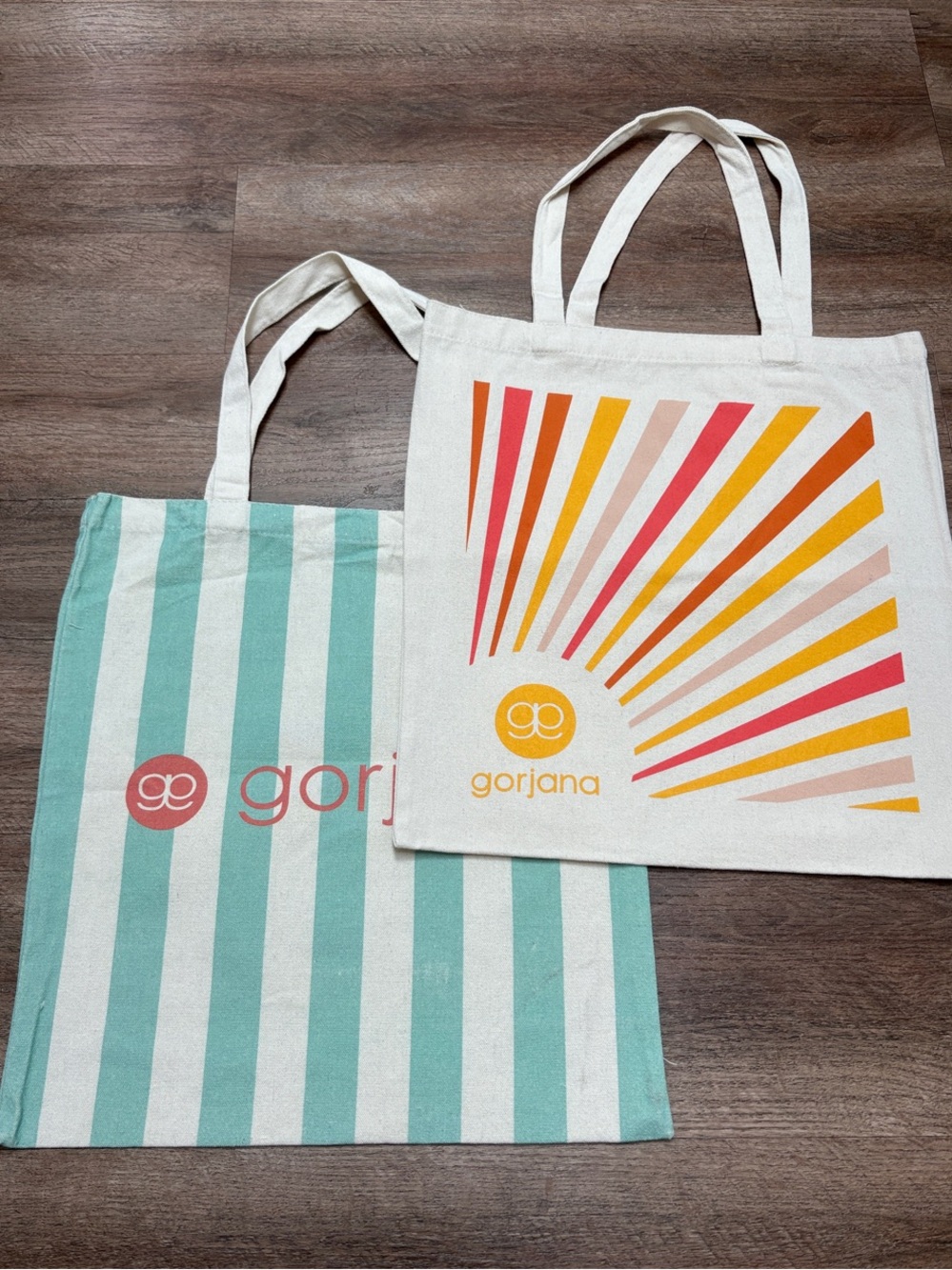 Gorjana Cotton Tote Duo - White Sunburst & Mint Stripe